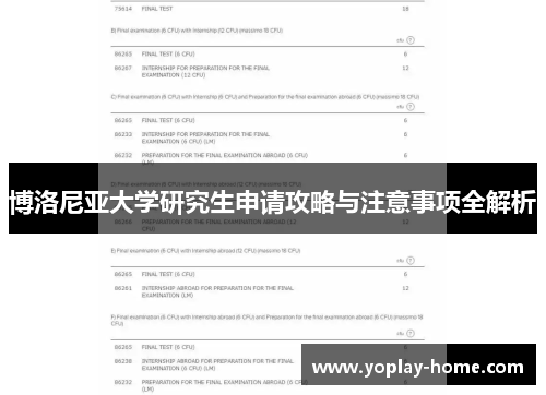 博洛尼亚大学研究生申请攻略与注意事项全解析